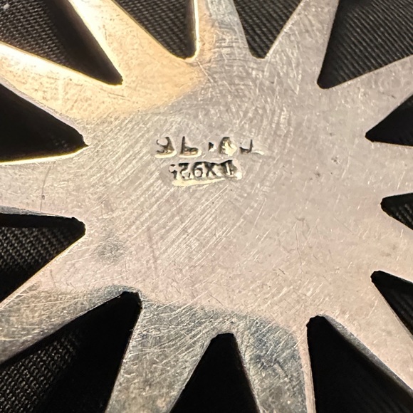 Vintage Sterling Silver Turquoise Sunburst Pendant - Picture 5 of 10